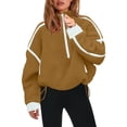 thumbnail image 1 of Womens Half Zip Sherpa Fleece Pullover Soft Oversized Sweatshirt with Pockets Warm Fuzzy Sweater Coffee XL, 1 of 5