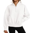 thumbnail image 1 of Womens Half Zip Sweatshirt Fleece Oversized Cropped Sweatshirt Long Sleeve Pullover Tops Fall Winter Outfits Clothes, 1 of 4