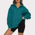 thumbnail image 1 of Womens Half Zip Sweatshirt Oversized Long Sleeve Collar Drop Shoulder Solid 1/4 Zipper Pullover, 1 of 2