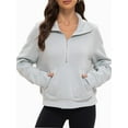 thumbnail image 1 of Womens Half Zip Sweatshirts Cropped Long Sleeve Hoodies Oversized Quarter Zip Up Pullover Tops, 1 of 6