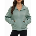 thumbnail image 1 of Womens Half Zip Sweatshirts Cropped Long Sleeve Hoodies Oversized Quarter Zip Up Pullover Tops, 1 of 6