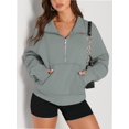 thumbnail image 1 of Womens Half Zip Sweatshirts Cropped Long Sleeve Hoodies Oversized Quarter Zip Up Pullover Tops, 1 of 5