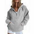 thumbnail image 1 of Womens Half Zip Sweatshirts, Hoodies for Women Fall Fashion Loose Fit Solid Color Hooded Long Sleeve Pullover with Pockets, 1 of 3