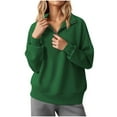 thumbnail image 1 of Womens Half Zip Sweatshirts, Long Sleeve Pullover for Women Fall Fashion Loose Fit Solid Color V Neck Thin Sweaters, 1 of 7