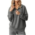 thumbnail image 1 of Womens Half Zip Sweatshirts, Long Sleeve Pullover for Women Fall Fashion Loose Fit Solid Color V Neck Thin Sweaters, 1 of 7