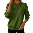 thumbnail image 1 of Womens Half Zip Sweatshirts Loose Cotton Fleece Casual Crewneck Pullover Tops Solid Color Fall Clothes 2025 (S, Green), 1 of 5