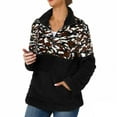 thumbnail image 1 of Womens Half Zip Sweatshirts Sherpa Fleece Leopard Print Patchwork Long Sleeve Sweaters Fall Winter Comfy Warm Pullover Tops, 1 of 2
