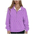 thumbnail image 1 of Womens Half Zip Up Sweatshirt, Long Sleeve Pullover for Women Fashion Loose Fit Dots Printed Lapel V Neck Sweatshirts Fall Clothes, 1 of 4