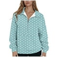 thumbnail image 1 of Womens Half Zip Up Sweatshirt, Long Sleeve Pullover for Women Fashion Loose Fit Dots Printed Lapel V Neck Sweatshirts Fall Clothes, 1 of 4