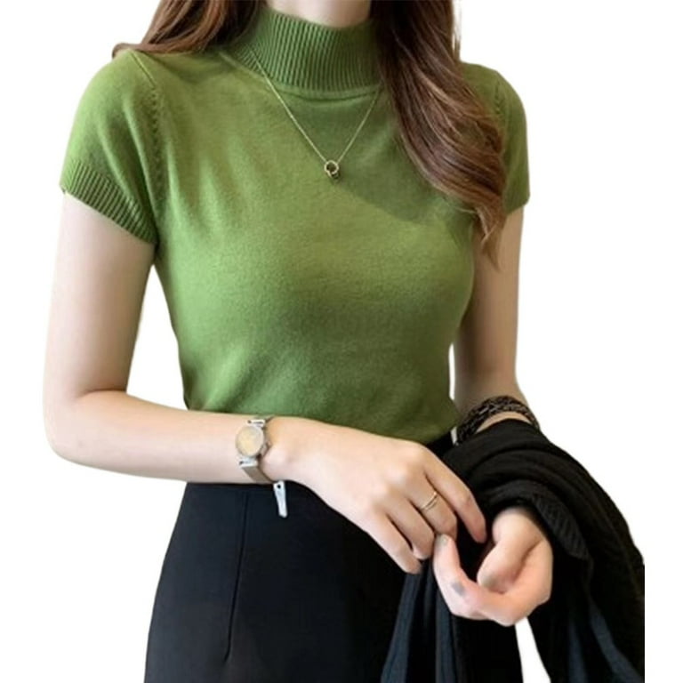 Womens Half turtleneck Sweater T shirt With Sweater Underneath Slim Fit Crop Top Walmart