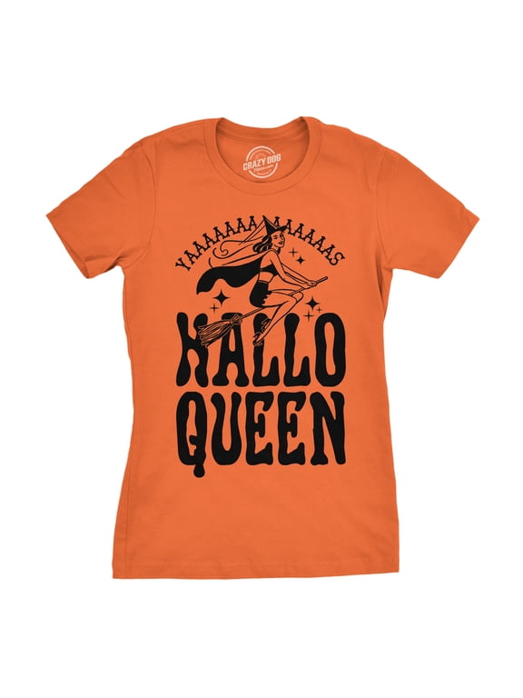Womens HalloQueen Shirt Funny Halloween Queen Tee for Ladies Cute Costume T shirt Womens Graphic Tees