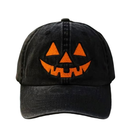 Womens Halloween Baseball Cap Unisex Mens Cute Pumpkin Embroidered Hat Teen Peaked Caps Festive Gifts Black
