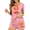 thumbnail image 1 of Womens Halloween Basic Pajamas Short Sleeve 2 Piece Print V Neck Womens Pajama Sets Soft Breathable Sleepwear, 1 of 7
