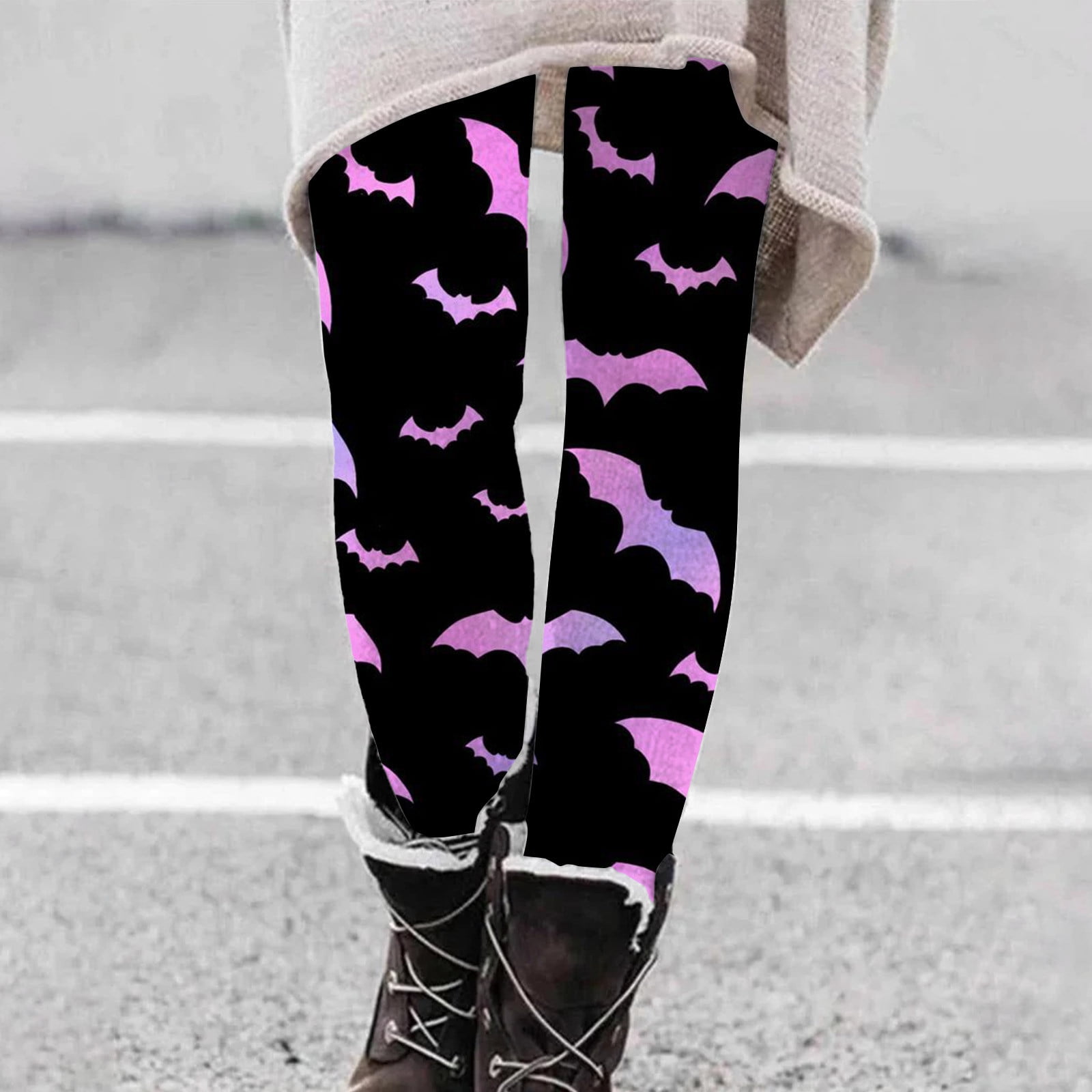 Womens Halloween Bat Leggings,Women's Brushed High Waisted Leggings