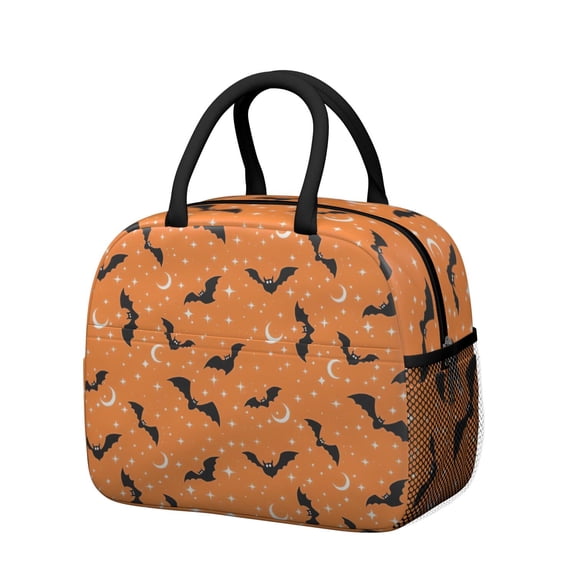Womens Halloween Bats with Moons and Stars Lunch Box for Work,Insulated Lunch Bag for Women,Loncheras Para Mujer,Leakproof Adult Lunch Bag for Work,Beach,Travel,Picnic,Camping