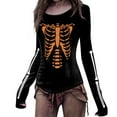 thumbnail image 1 of Womens Halloween Blouses Skull Graphic Printed Crew Neck Long Sleeve T Shirts Casual Top Y2K 2025 Basic Tee Beach, 1 of 4