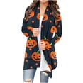 thumbnail image 1 of Womens Halloween Cardigan Casual Lightweight Long Sleeve Open Front Cardigans with Funny Print Fall Winter Holiday Party Outerwear, 1 of 7