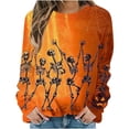 thumbnail image 1 of Womens Halloween Christmas Crewneck Sweatshirts Fall Winter Long Sleeve Pullover Tops Novelty Graphic Oversized Shirts, 1 of 5