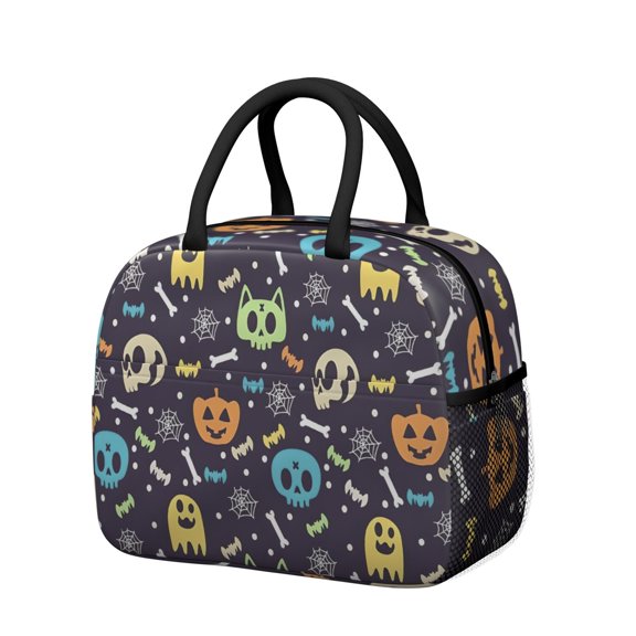Womens Halloween Colorful Spooky Elements Lunch Box for Work,Insulated Lunch Bag for Women,Loncheras Para Mujer,Leakproof Adult Lunch Bag for Work,Beach,Travel,Picnic,Camping
