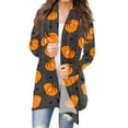 Womens Halloween Costumes 2024 Knit Sweater Pumpkin Cat Pattern Open