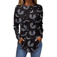 Womens Halloween Costumes 2024 Pumpkin Bats Print Blouse Long Sleeve