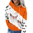 Womens Halloween Costumes 2024 Pumpkin Bats Print Shirts Drawstring