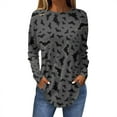 Womens Halloween Costumes 2024 Pumpkin Bats Print Tshirts Long Sleeve