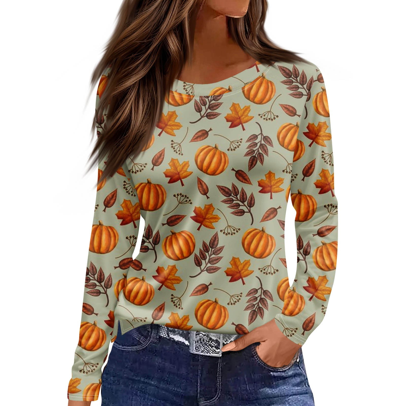 Womens Halloween Costumes 2024 Pumpkin Bats Print Tunic Long Sleeve
