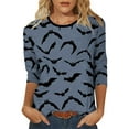 Womens Halloween Costumes 2024 Pumpkin Ghost Print Blouse 3/4 Sleeve