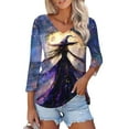 Womens Halloween Costumes 2024 Pumpkin Ghost Print TShirts 3/4 Sleeve