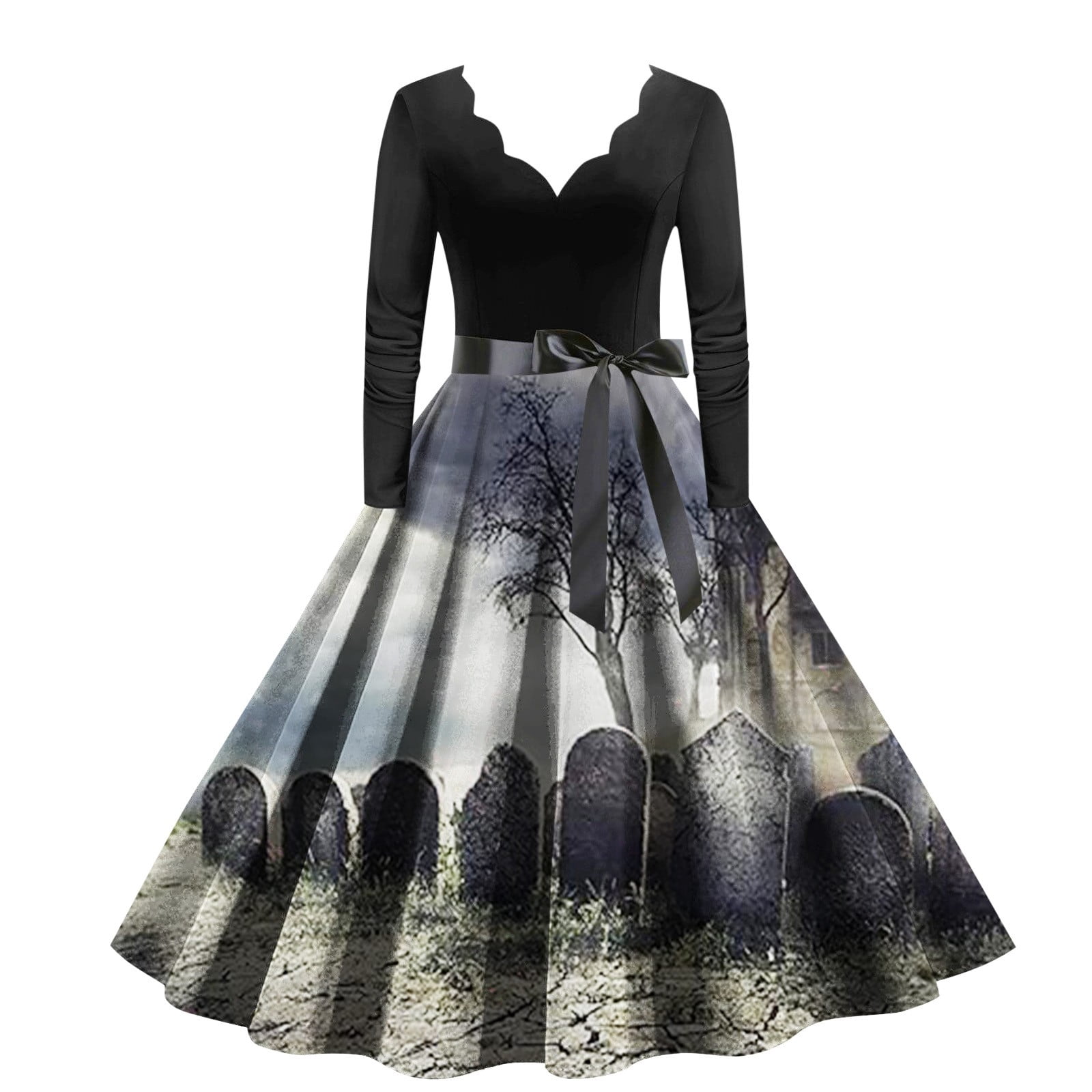 Womens Halloween Costumes Flowy Casual Plus Size Dress Bat Pumpkin