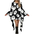 thumbnail image 1 of Womens Halloween Costumes Ghost Printed Bodycon Mini Dress Batwing Sleeve Crew Neck Masquerade Dresses Scream Costume, 1 of 4