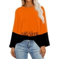 Womens Halloween Costumes Pumpkin Bats Graphic Blouses Roll Up Sleeve