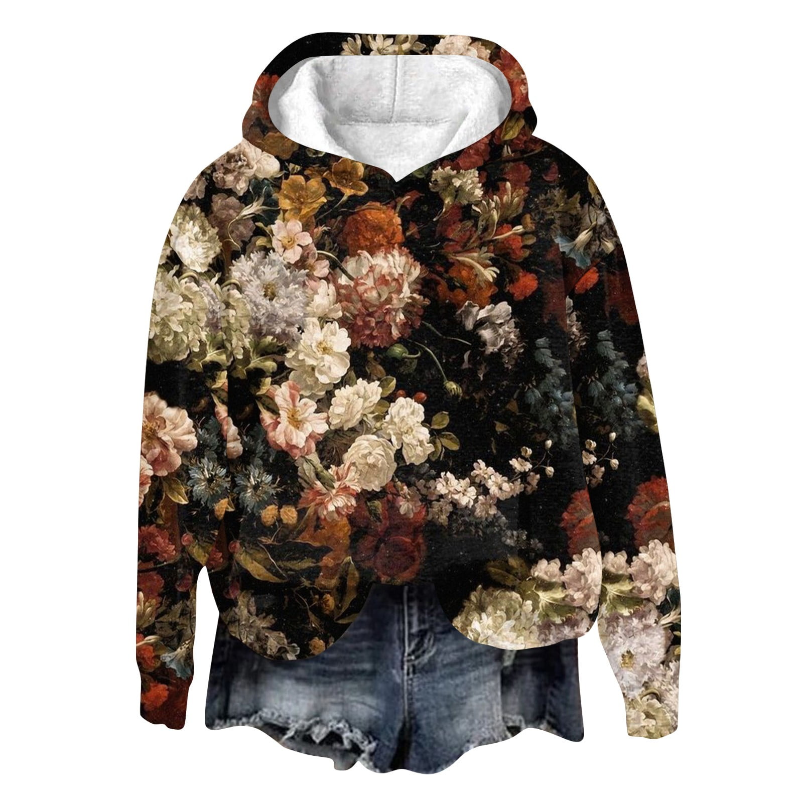 Womens Halloween Costumes Pumpkin Bats Print Hooded Sweatshirts