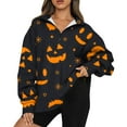 Womens Halloween Costumes Pumpkin Bats Print Y2K Oversized Pullover