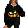 Womens Halloween Costumes Pumpkin Bats Print Y2K Oversized Pullover