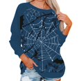 Womens Halloween Costumes Pumpkin Cat Graphic Pullover Tops Long Sleeve