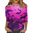 Womens Halloween Costumes Pumpkin Ghost Print Tshirts 3/4 Length Sleeve