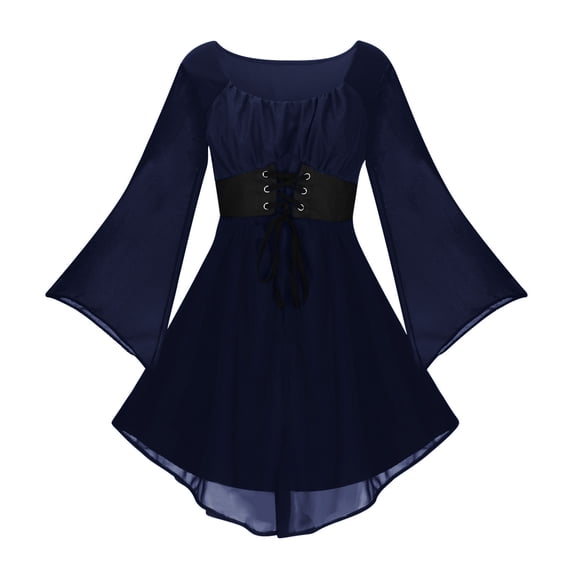 Womens Halloween Costumes Trumpet Sleeve Gothic Croset Dress Medieval Fairy Renaissance Steampunk Dresses