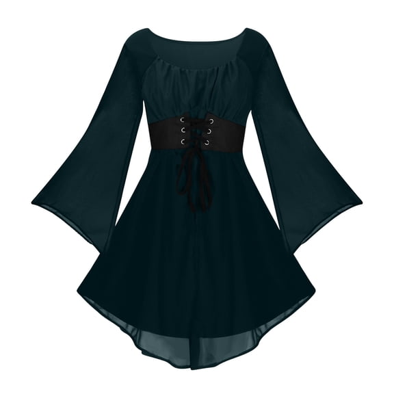 Womens Halloween Costumes Trumpet Sleeve Gothic Croset Dress Medieval Fairy Renaissance Steampunk Dresses