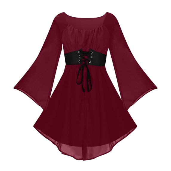 Womens Halloween Costumes Trumpet Sleeve Gothic Croset Dress Medieval Fairy Renaissance Steampunk Dresses