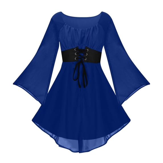 Womens Halloween Costumes Trumpet Sleeve Gothic Croset Dress Medieval Fairy Renaissance Steampunk Dresses
