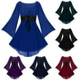 thumbnail image 1 of Womens Halloween Costumes Trumpet Sleeve Gothic Croset Mini Dress Medieval Pirate Outfit Festivals Party Cosplay, 1 of 5