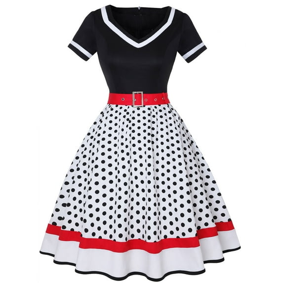 Womens Halloween Costumes Women's Vintage Tea Dress 1950s Formal Dresses for Women Short Sleeve Crew Neck Dresses Evening Party Cocktail Dress