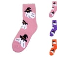 thumbnail image 1 of Womens Halloween Cute Fuzzy Crew Socks Spooky Soft Warm Fluffy Thick Casual Home Socks for Fall Winter Daily Wear,One Size,Pink, 1 of 8