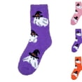 thumbnail image 1 of Womens Halloween Cute Fuzzy Crew Socks Spooky Soft Warm Fluffy Thick Casual Home Socks for Fall Winter Daily Wear,One Size,Purple, 1 of 8