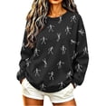thumbnail image 1 of Womens Halloween Dancing Skeleton Sweatshirts Spooky Season Crewneck Shirt Long Sleeve Horror Skull Pullover Top, 1 of 5