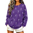 thumbnail image 1 of Womens Halloween Dancing Skeleton Sweatshirts Spooky Season Crewneck Shirt Long Sleeve Horror Skull Pullover Top, 1 of 5