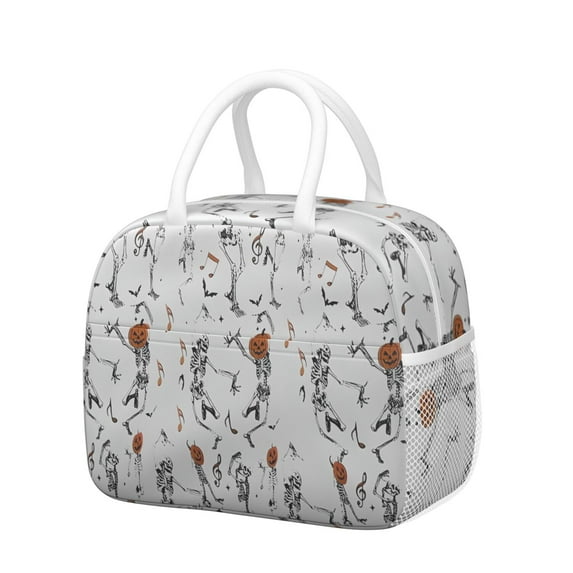 Womens Halloween Dancing Skeletons and Pumpkins Lunch Box for Work,Insulated Lunch Bag for Women,Loncheras Para Mujer,Leakproof Adult Lunch Bag for Work,Beach,Travel,Picnic,Camping