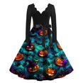 thumbnail image 1 of Womens Halloween Dress Pumpkin Funny Scary Breathable Quick‑Dry Retro Dress For Fall Holiday Events, 1 of 4